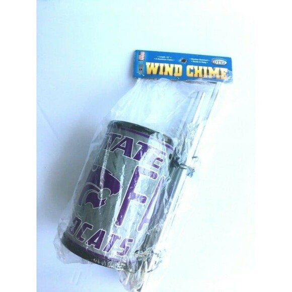 Kansas State Wildcats 33" Wind Chime Silver Metal Plate 6 Tubes NEW - Picture 1 of 7